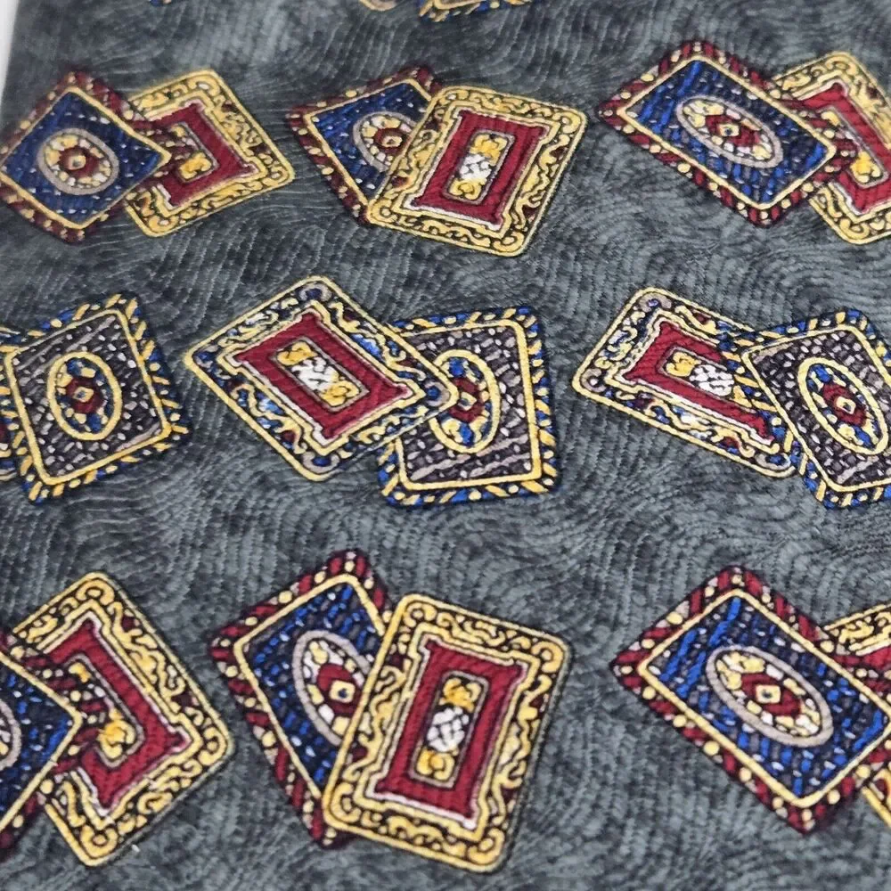 Vintage Metropolitan Museum Of Art Men's Neck Tie 100% Silk Blue Red Gold 57